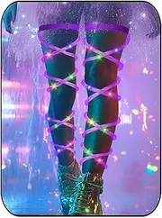 [Lorealri] Light Up Rave Leg Wraps Cyberpunk Elastic Leggings Plus Size Neon Garter EDC Outfit Coachella Accessories for Women