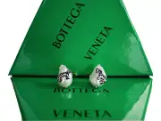 ️ Auth BOTTEGA VENETA ZEBRA Print NATURAL PEARL GOLD-PLATED T-BAR Cufflinks