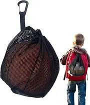 Basketball Football Volleyball Mesh Handbag Ball,Drawstring Basketball Bag, Clip on Ball Holder for Backpack