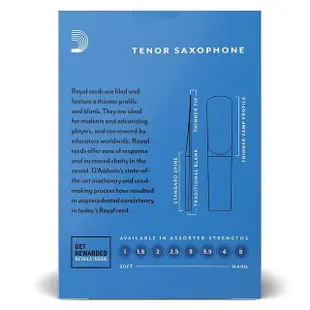 【D’Addario】ROYAL RR-T 次中音薩克斯風竹片 10片裝 RICO(TENOR SAX REEDS)