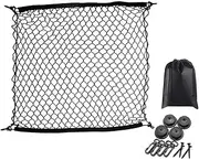 Premium Quality Adjustable Elastic Cargo Net Universal Stretchable Truck Net with Hooks,Storage Bag for Car, SUV, Truck, Pickup Trucks Black 40x40in