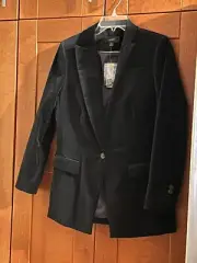 J CREW Long Sleeve Velvet Blazer Cotton Black Sz 4 NWT $328
