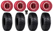 Fuel Rincon Bdlk 15" Wheels Red 30" Intersect Tires Polaris RZR Turbo S / RS1