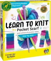 Learn to Knit Pocket Scarf - DIY Knitting Kit for Beginners, Kids Craft Kit