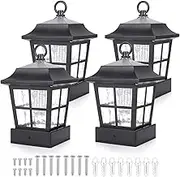 KMC Lighting Post Solar Lights Solar Deck Lights Solar Post Cap Lights Solar Fence Lights 15 LUMENS KT130QFX4 fit for 3.7X3.7” Regular Fence Posts or with Included Adaptor fit for Bigger Flat Surface