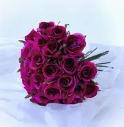 ROSE BOUQUET MAGENTA PINK ROSES WEDDING FLOWERS ROSE BUDS FAUX SILK PRE MADE X 1