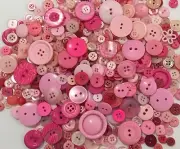 100 Pink Buttons Assorted Shades & Sizes Bulk Lot Aussie Seller