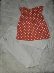 NWT Gymboree Pretty Peach Polka-dot Top With Leggings Bundle