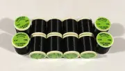 12 Spools Danville Flat Waxed Black Fly Tying Thread