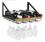 Wall Mounted Wine Rack | Rustic Barrel Stave Hanging Wooden Wall-Mounted Wine...