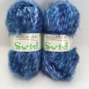 MODA-DEA Swirl Yarn ~ 3862 Seaside (Blue) ~Wool Blend 50g, Italy ~ 2 Skein Lot