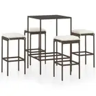 Patio Bar Set 5 Pcs Weather Resistant PE Rattan Table And Stools With Cushions