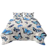 Blue Butterflies over Letter Coverlet