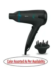 Havells 1700 Watts 2 in 1 Hair Dryer with Diffuser and Thin Concentrator Black