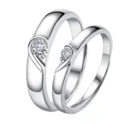 His & Her Heart Shape Matching Couple Friendship Lover Adjustable Bands Set