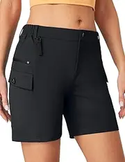 [Ewedoos] Womens Hiking Shorts Stretchy Cargo Shorts with Pockets Quick Dry UPF 50+ Golf Athletic Outdoor Summer Shorts