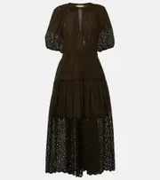 [Ulla Johnson] Ulla Johnson Nova embroidered cotton midi dress AU 2 green