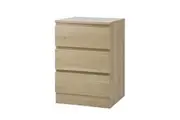 Oikiture Bedside Table 3 Drawers Natural