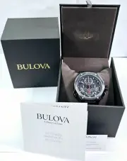 Bulova Precisionist 45mm Black Chrono Rubber Watch Quartz 98B358