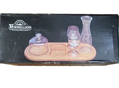 NEW IN BOX Vintage Missouri Vermillion SOLID RED OAK Cheese Tray