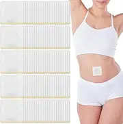 Geiserailie 100 Pcs Anti-Sensitive Castor Oil Pack Wrap for Belly Button 3.2 x 3.2 Inches White Disposable Castor Oil Wraps Patch Pads Self-Adhesive Highly Absorbent Leak Proof Cotton Pad Cover Bulk