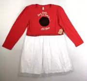 GIRL'S RED CHRISTMAS DRESS - NAUGHTY NICE FLIP SEQUINS - SIZE L 12/14