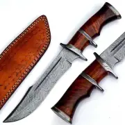 VIKING Hunting KNIFE Damascus Steel Fixed Blade Bowie Viking Camping Outdoor