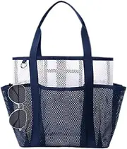 Beach Tote Bag - Road Trip Folding Cosmetic Pouch | Large Cosmetic Toiletry Mesh Bag for Beach Vacation Picnic Outing Poolside Camping Weekend Yoga Commuter