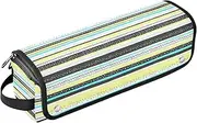 [sanluoli] Hair Tool Travel Bag for Women and Heat Resistant Mat Dustproof Travel Hair Straightener Bag Geometric Color Strips Yellow Fresh Travel Bag for Hair Tools