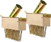 Alasum 2PCS Steel Wire Gardening Brush with Wooden Handle Durable Moss Remover Tool for Efficient Weeding Garden and Compact and Easy to Use