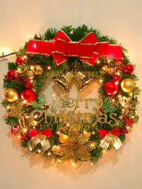在飛比找樂天市場購物網優惠-聖誕花環40/50/60cm聖誕樹節裝飾品禮物創意擺件掛飾場