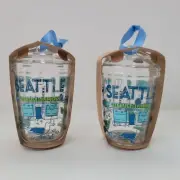 2 NWT Starbucks Seattle WA Christmas Xmas Glass Ornament 2020 Demi Cup Tumblers!