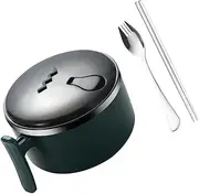 ULTECHNOVO Compact Stainless Steel Bowl with Lid Insulated Noodle Bowl for for Rice Soup