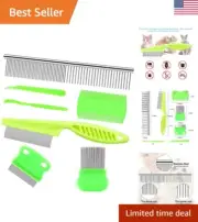Powerful Pet Flea Comb Fine Tooth Comb - Removes Stains, Fleas - Complete Set