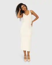 [Belle & Bloom] Sweet Nothings Midi Knitted Dress - White