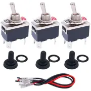 TWTADE 3 Pcs Latching Toggle Rocker Switches 4 Pin 2 Position ON/Off DPST Hea...