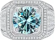 [WAHZAUS] 2 ct D Color VVS1 Moissanite Wedding Ring for Men, 925 Sterling Silver Men Engagement Rings, Round Cut Yellow/Pink/Blue Diamond Rings for Anniversary Valentine's Day Birthday Gift with Certificate, 12, Gemstone, Moissanite