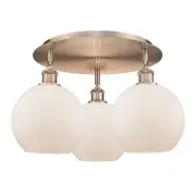 Innovations Lighting 516-3C-11-20 Athens Flush Athens 3 Light - Antique Copper /
