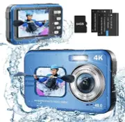 Underwater Camera, UHD 4K 48MP Autofocus Waterproof Camera with 16X Zoom Selfie
