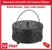 New Waxworks Citronella Coil Incense Diffuser & 12pk Coils Bonus + Free Shipping