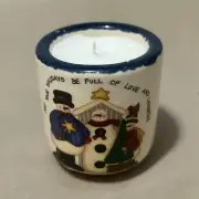Christmas Ceramic Votive May the Holidays Be Full Of Love & Laughter Snowmen