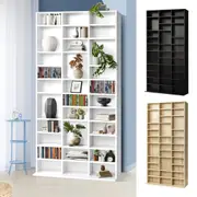 Oikiture Display Shelf Bookshelf Bookcase CD DVD Storage Media Stand Rack