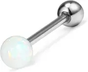[Leiainely] Hypoallergenic F136 Titanium Tongue Rings Piercing Jewelry for Women Men 14g 5/8in Metal Tounge Barbell Aretes Para La Lengua Charms Multicolor Opal Balls