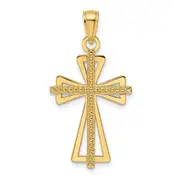 14k Yellow Gold Polished u0026 Textured Cross Pendant