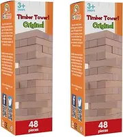 CoolToys Timber Tower Wood Block Stacking Game – Original Edition (48 Pieces) – 2 Pack