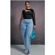 Plus Black Mesh Corset Top, Black