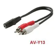 6" 3.5mm Stereo Female to 2 RCA Male Y Splitter, AV-Y13