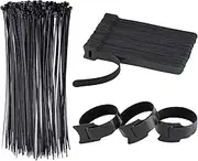 Weidllys Cable Zip Ties：100 Self-Locking Nylon Cable Cord+100 Reusable Cable Ties,Cable Organizer for Home,Office and Data Centers,Black