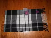 NWT Phenix 100% Cashmere Black/Grey Scarf Wrap