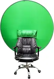 Green Screen Backdrop, Foldable Round Photography Background with Chair Cover, Portable ID Card Photo Backdrop for TikTok, Instagram (110cm)